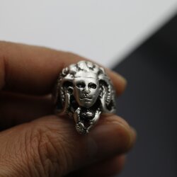 Medusa Ring, Silber Ring, altsilber