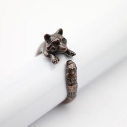 Animal Ring, Raccoon ring, Animal Wrap Ring