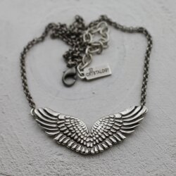 Wings Pendant Connector, Angel Wings Charm, Antique Silver