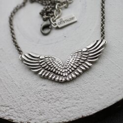 Wings Pendant Connector, Angel Wings Charm, Antique Silver