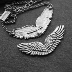 Wings Pendant Connector, Angel Wings Charm, Antique Silver