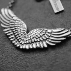 Wings Pendant Connector, Angel Wings Charm, Antique Silver