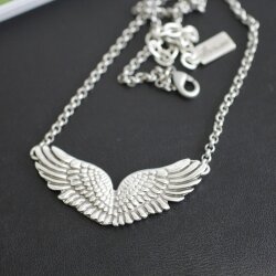 Wings Pendant Connector, Angel Wings Charm, Antique Silver