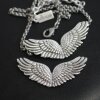 Wings Pendant Connector, Angel Wings Charm, Antique Silver