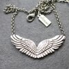 Wings Pendant Connector, Angel Wings Charm, Antique Silver