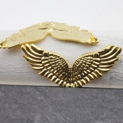 Wing Pendant Connector, Angel Wings Charm, Gold