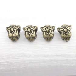 10 Owl Beads, Spacer Beads, Antique Brass