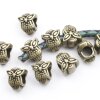 10 Owl Beads, Spacer Beads, Antique Brass