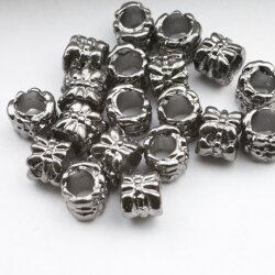 20 Zwischenperlen, Metallperlen, Jet Hematite