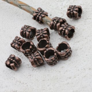 20 Metal Beads, Spacer Beads, antique copper