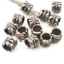 20 Metal Beads, Spacer Beads, antique copper