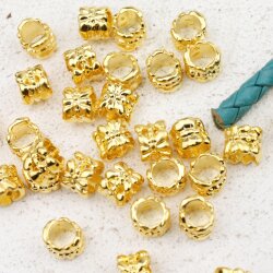 20 Metal Beads, Spacer Beads, Gold