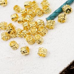 20 Metal Beads, Spacer Beads, Gold