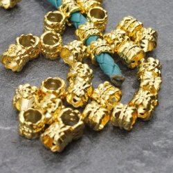 20 Metal Beads, Spacer Beads, Gold