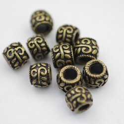 10 Silver Beads, Ornament Beads, Antique Brass