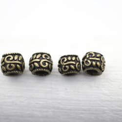 10 Silver Beads, Ornament Beads, Antique Brass