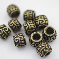 10 Silver Beads, Ornament Beads, Antique Brass