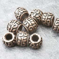 10 Silver Beads, Ornament Beads, Antique Copper