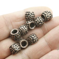10 Silver Beads, Ornament Beads, Antique Copper