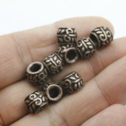 10 Silver Beads, Ornament Beads, Antique Copper