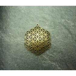 5 Flower of Life Charms Pendants 35 mm, Antique Brass