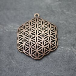 5 Flower of Life Charms Pendants 35 mm, Antique Copper