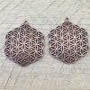 5 Flower of Life Charms Pendants 35 mm, Antique Copper