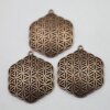 5 Flower of Life Charms Pendants 35 mm, Antique Copper