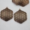 5 Flower of Life Charms Pendants 35 mm, Antique Copper