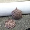 5 Flower of Life Charms Pendants 35 mm, Antique Copper