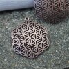 5 Flower of Life Charms Pendants 35 mm, Antique Copper