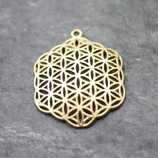 5 Flower of Life Charms Pendants 35 mm, Matte Gold