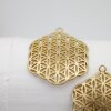 5 Flower of Life Charms Pendants 35 mm, Matte Gold