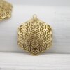 5 Flower of Life Charms Pendants 35 mm, Matte Gold