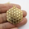 5 Flower of Life Charms Pendants 35 mm, Matte Gold