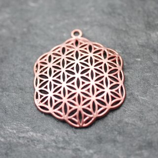 5 Flower of Life Charms Pendants 35 mm, Rose Gold