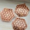 5 Flower of Life Charms Pendants 35 mm, Rose Gold