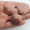 5 Flower of Life Charms Pendants 35 mm, Rose Gold