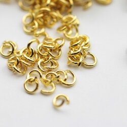 100 Runde Binderinge Messing 5*1 mm Gold