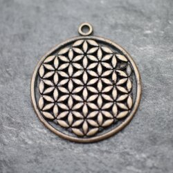 5 Flower of Life Charms Pendants 33 mm Antique Copper