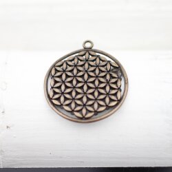 5 Flower of Life Charms Pendants 33 mm Antique Copper