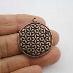 5 Flower of Life Charms Pendants 33 mm Antique Copper