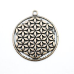 5 Flower of Life Charms Pendants 33 mm Antique Copper