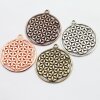 5 Flower of Life Charms Pendants 33 mm Antique Copper