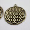 5 Flower of Life Charms Pendants 33 mm Antique Brass