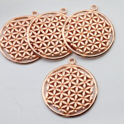 5 Flower of Life Charms Pendants 33 mm Rose Gold