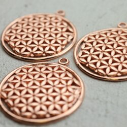 5 Anhänger Blume des Lebens 33 mm Rose Gold