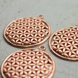 5 Flower of Life Charms Pendants 33 mm Rose Gold