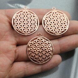 5 Flower of Life Charms Pendants 33 mm Rose Gold