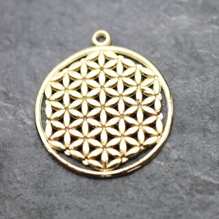 5 Flower of Life Charms Pendants 33 mm Gold